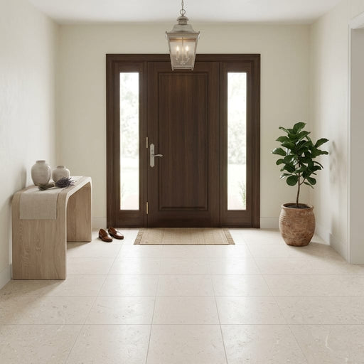 Piedra Caliza Limestone Tile 18x18 Leathered — Foyer floor