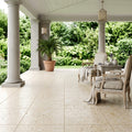 Piedra Sole Limestone Tile 18x18 Leathered — Covered Patio floor