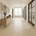 Piedra Sole Limestone Tile 18x18 Leathered — Hallway floor