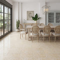 Piedra Sole Limestone Tile 18x18 Leathered — Living Room floor