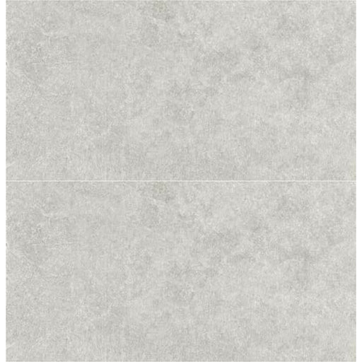 Two Piemme More Perla rectangular porcelain tiles with light grey stone-effect surfaces and softly mottled markings.