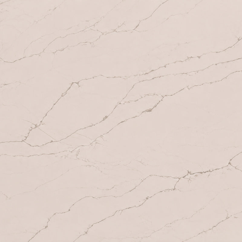 Pietra Danae polished quartz slab with a pale cream surface and fine gray veining.
