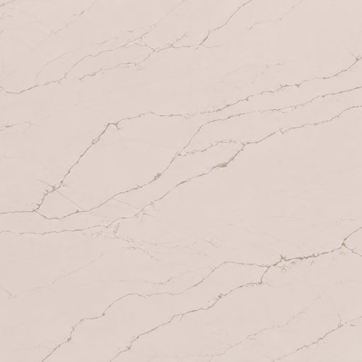 Pietra Danae polished quartz slab with a pale cream surface and fine gray veining.