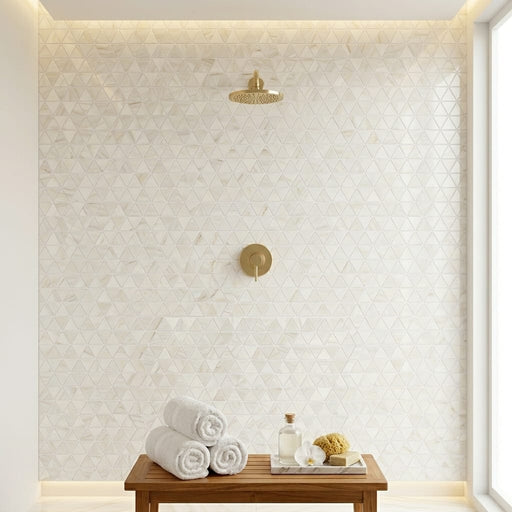 Pietra Divina Marble Mosaic in Calacatta Dolomiti 2x2 — Spa spa interior