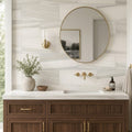 Pietra Divina Marble Tile Calacatta Dolomiti Honed 12x24 — Bathroom vanity wall