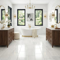 Pietra Divina Marble Tile in Calacatta Dolomiti, Size 12x24 — Bathroom floor