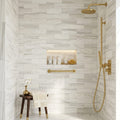 Pietra Divina Marble Tile Calacatta Dolomiti Honed 4x12 — Bathroom shower wall