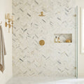 Pietra Divina Chevron Marble Mosaic in Namaste - 1.5x5 Size 2x6 — Bathroom shower wall