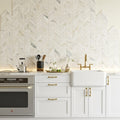 Pietra Divina Chevron Marble Mosaic in Namaste - 1.5x5 Size 2x6 — Kitchen backsplash