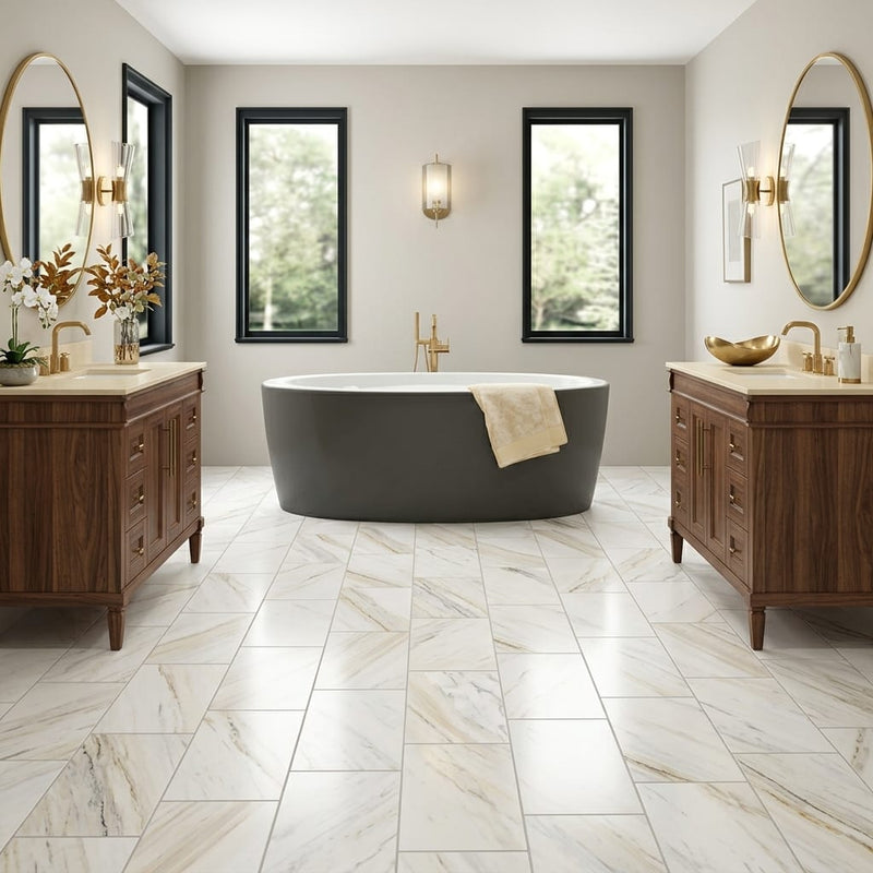 Pietra Divina Namaste Marble Tile Honed - 12x24 in — Bathroom floor