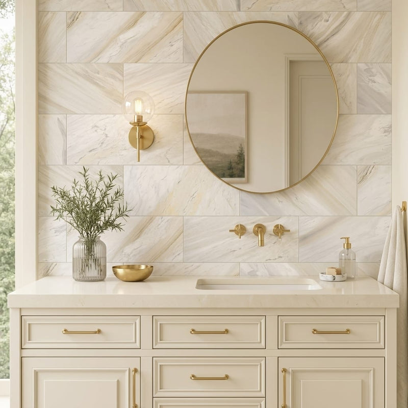 Pietra Divina Namaste Marble Tile Honed - 12x24 in — Bathroom vanity wall