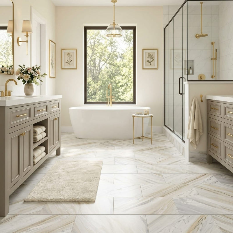 Pietra Divina Namaste Marble Tile Honed - 12x24 in — Primary Bath floor
