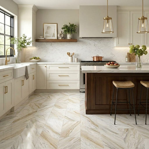Pietra Divina Namaste Marble Tile 12x24 Polished 3/8 inch — Kitchen floor