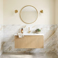 Pietra Divina Marble Tile - Namaste, Honed, 4x12, 3/8 inch — Powder Room wainscot
