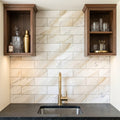 Pietra Divina Marble Tile - Namaste, Honed, 4x12, 3/8 inch — Wet Bar backsplash