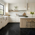 Pietra Divina Nero Marquina Marble Tile 12x24 Honed 3/8 inch — Kitchen floor