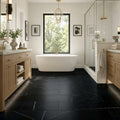 Pietra Divina Nero Marquina Marble Tile 12x24 Honed 3/8 inch — Primary Bath floor