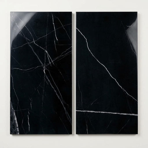 Pietra Divina Marble Tile in Nero Marquina, Size 12x24 close-up