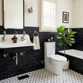 Pietra Divina Nero Marquina Marble Tile 4x12 Honed 3/8 inch — Bathroom wall