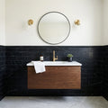 Pietra Divina Nero Marquina Marble Tile 4x12 Honed 3/8 inch — Powder Room wainscot
