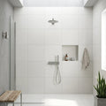 Pietra Italia White Matte 24x24 Porcelain Tile — Bathroom shower wall
