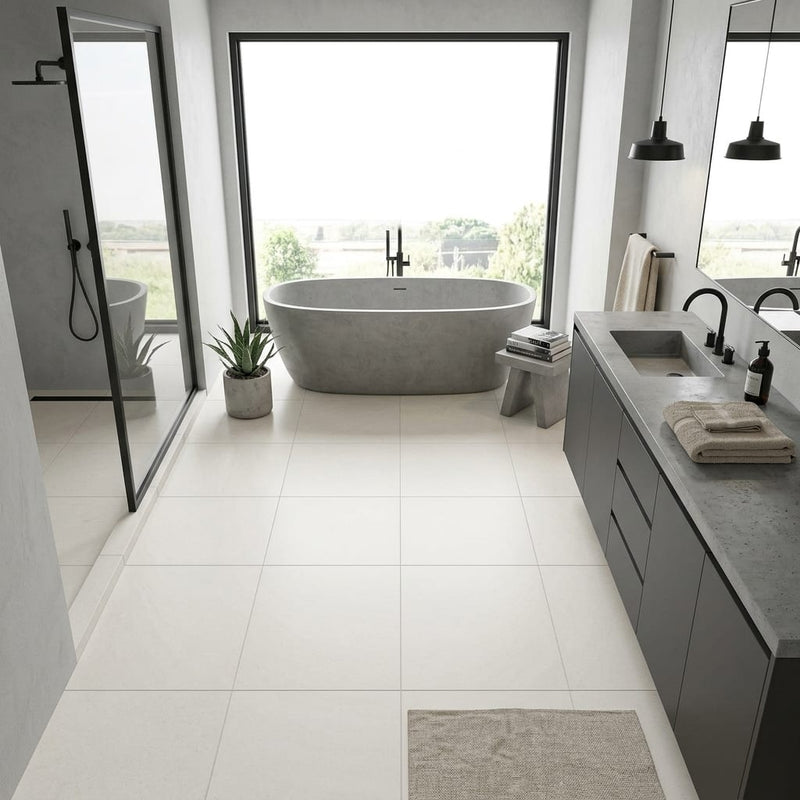 Pietra Italia White Matte 24x24 Porcelain Tile — Primary Bath floor