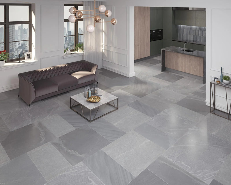 Pietrasanta Dark Grey 17.7x35.4 Matt Polished Porcelain Tile
