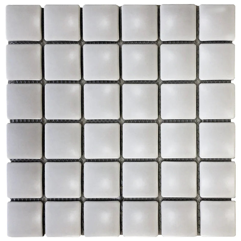 Pillow Light Grey 1.75x1.75 Pillowed Matte Porcelain Mosaic