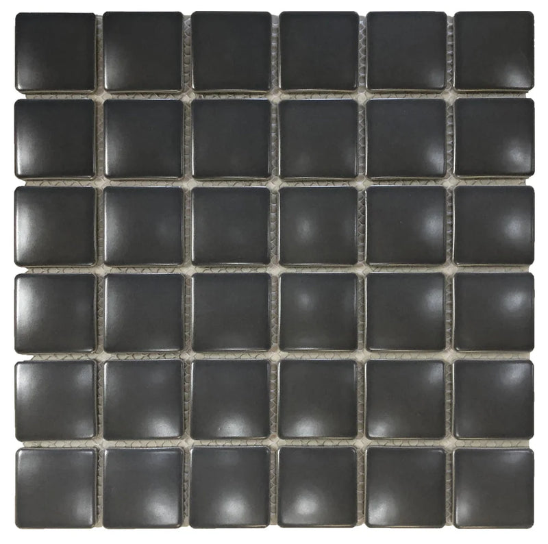 Pillow Dark Grey 1.75x1.75 Pillowed Matte Porcelain Mosaic