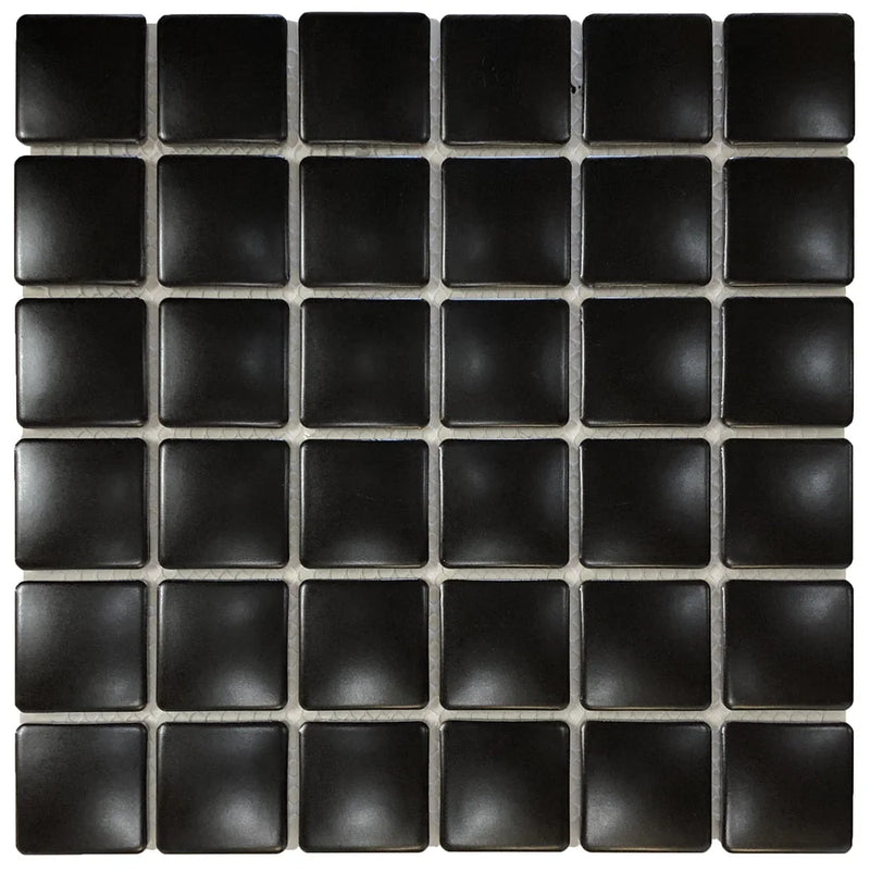 Pillow Black 1.75x1.75 Pillowed Matte Porcelain Mosaic