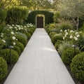 Platinum Ice 12x24 Brushed Limestone Paver — Garden path
