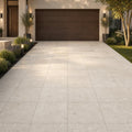 Platinum Ice 24x24 Tumbled Limestone Paver — Front Yard driveway