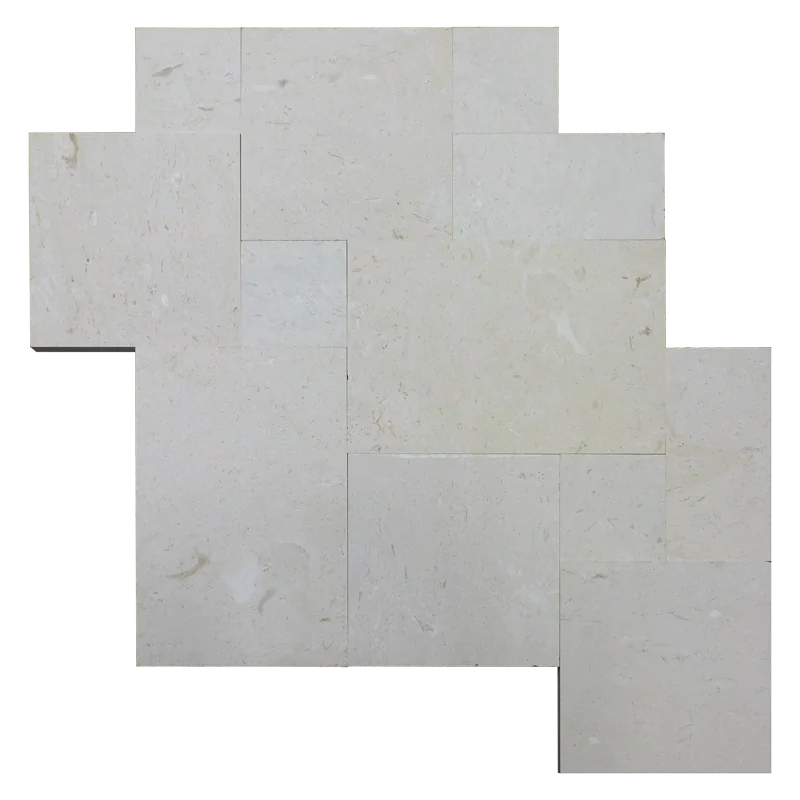 Platinum Ice Versailles Pattern Brushed Limestone Paver