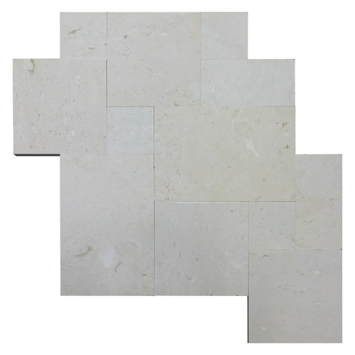 Platinum Ice Versailles Pattern Brushed Limestone Tile