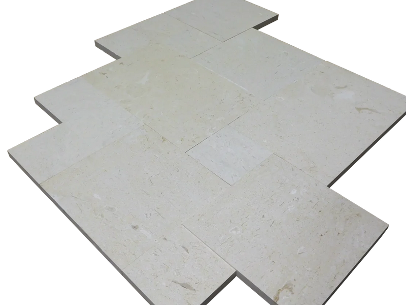 Platinum Ice Versailles Pattern Brushed Limestone Paver