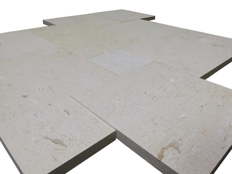 Platinum Ice Versailles Pattern Brushed Limestone Paver