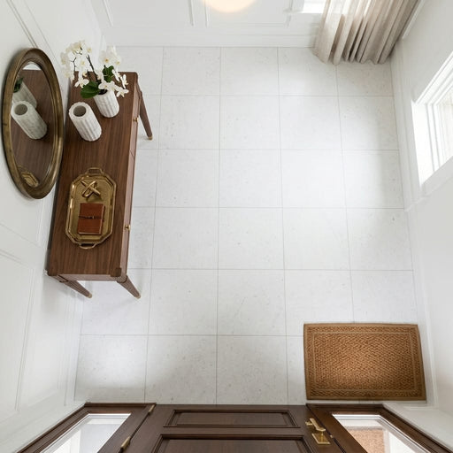 Polar White Marble Tile 12x12 Honed — Foyer floor