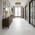Polar White Marble Tile 18x18 Honed — Hallway floor