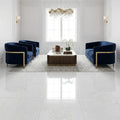 Polar White Marble Tile 18x18 Polished — Family Room floor