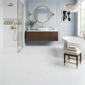Polar White Marble Tile 18x36 Honed — Bathroom floor