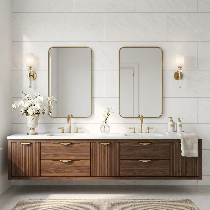 Polar White Marble Tile 18x36 Honed — Bathroom vanity wall