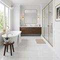 Polar White Marble Tile 18x36 Honed — Primary Bath floor