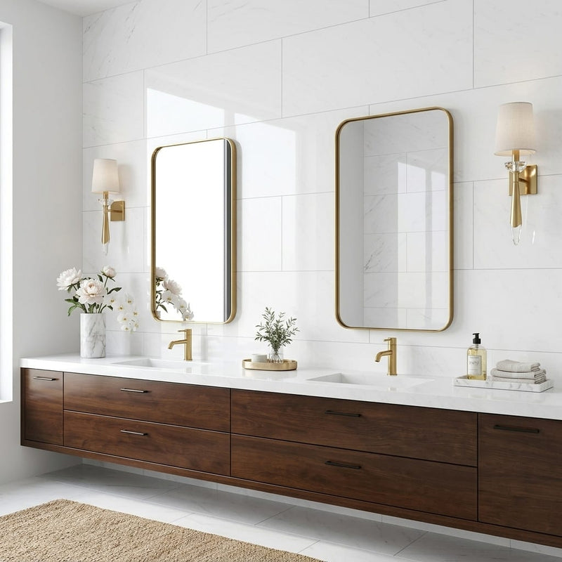 Polar White Marble Tile 18x36 Polished — Bathroom vanity wall