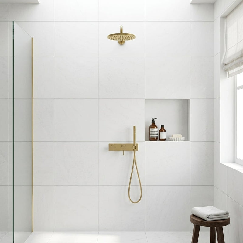 Polar White Marble Tile 24x24 Honed — Bathroom shower wall