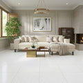 Polar White Marble Tile 24x24 Honed — Living Room floor