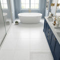 Polar White Marble Tile 24x24 Honed — Primary Bath floor