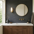 Pompeii Black Basalt Tile 12x24 Honed — Bathroom vanity wall