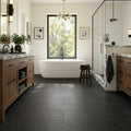 Pompeii Black Basalt Tile 12x24 Honed — Primary Bath floor