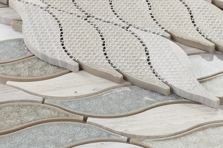 Pontus Blue 10.75x10.75 Marble and Glass Mosaic