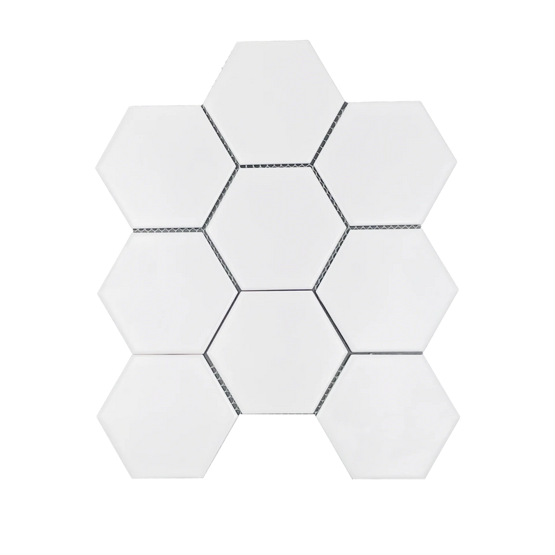 Solids Hex Mosaic 2x2 White Matte Porcelain Mosaic
